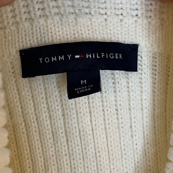 Tommy Hilfiger cowl neck white cable knit sweater size medium - Picture 9 of 10
